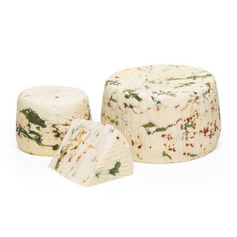 Cheese with Chili Pepper, Arugula & Olives